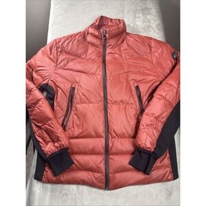 Michael Kors Premium Down Blend Puffer Jacket Men L Red Rust Warm 70% Fill NICE